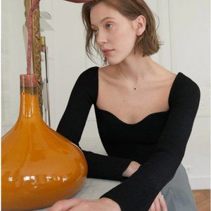 NWT Pixie Market Chiara Knit Bustier Top in BLACK